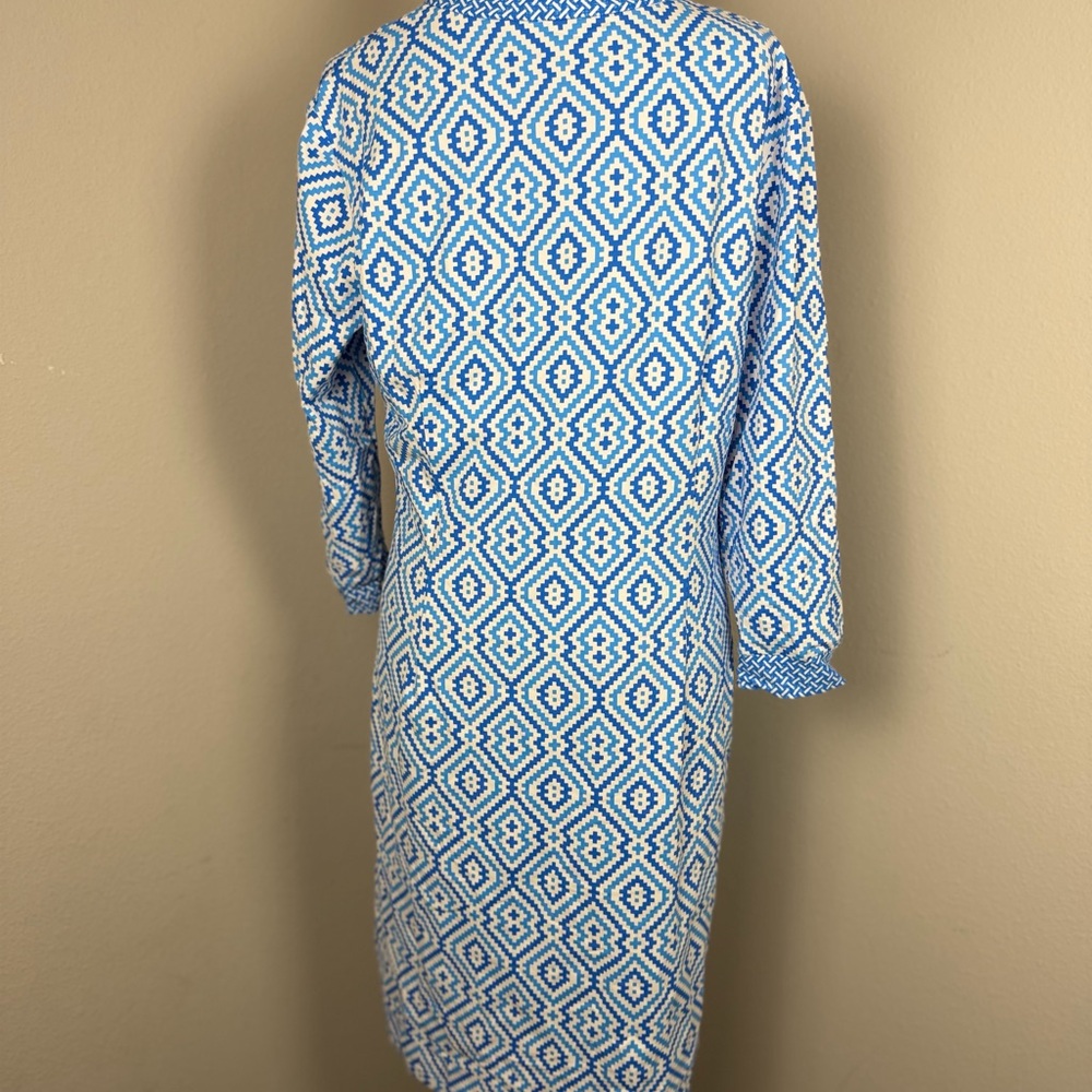 J. Mclaughlin Gisel Catalina Nylon 3/4 Sleeve U-Neck Dress Blue Women Large - Picture 2 of 13